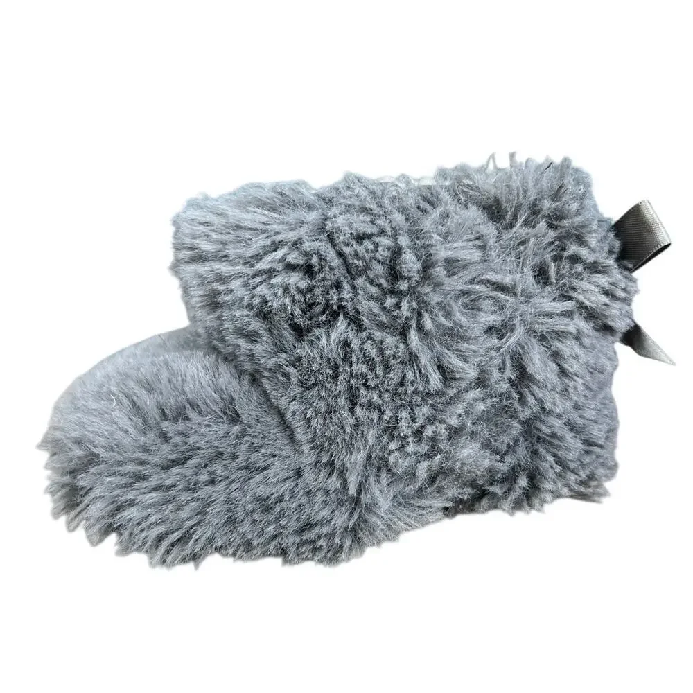UGG Unisex Crib Booties Gray Jesse Fluff Faux Fur Snow Boots US 2/3